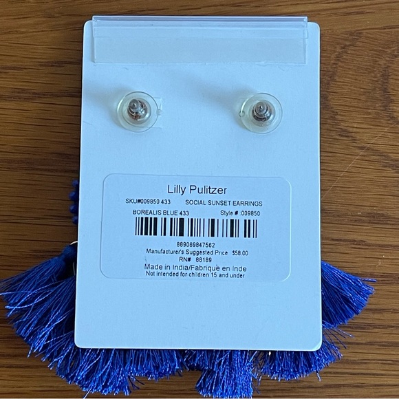 Lilly Pulitzer Social Sunset Earrings Borealis Blue - Picture 4 of 5